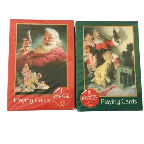 VTG Coca-Cola Santa Nostalgia Playing Cards 1996 Tin Set Sealed Decks Xmas USA - Picture 5 of 10